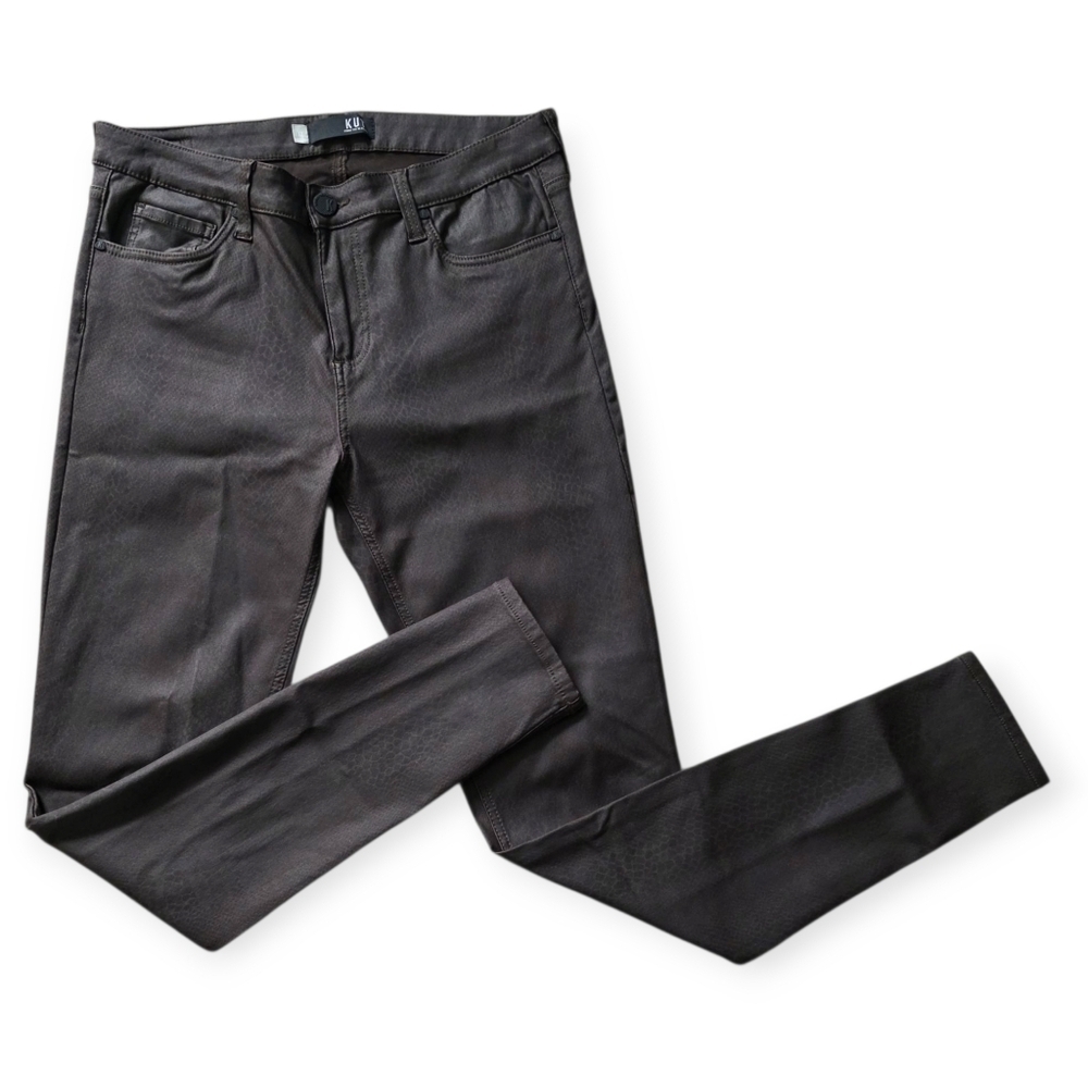 KUT From The Kloth Mia Toothpick Skinny Snake Print Pants, Brown, Size 12